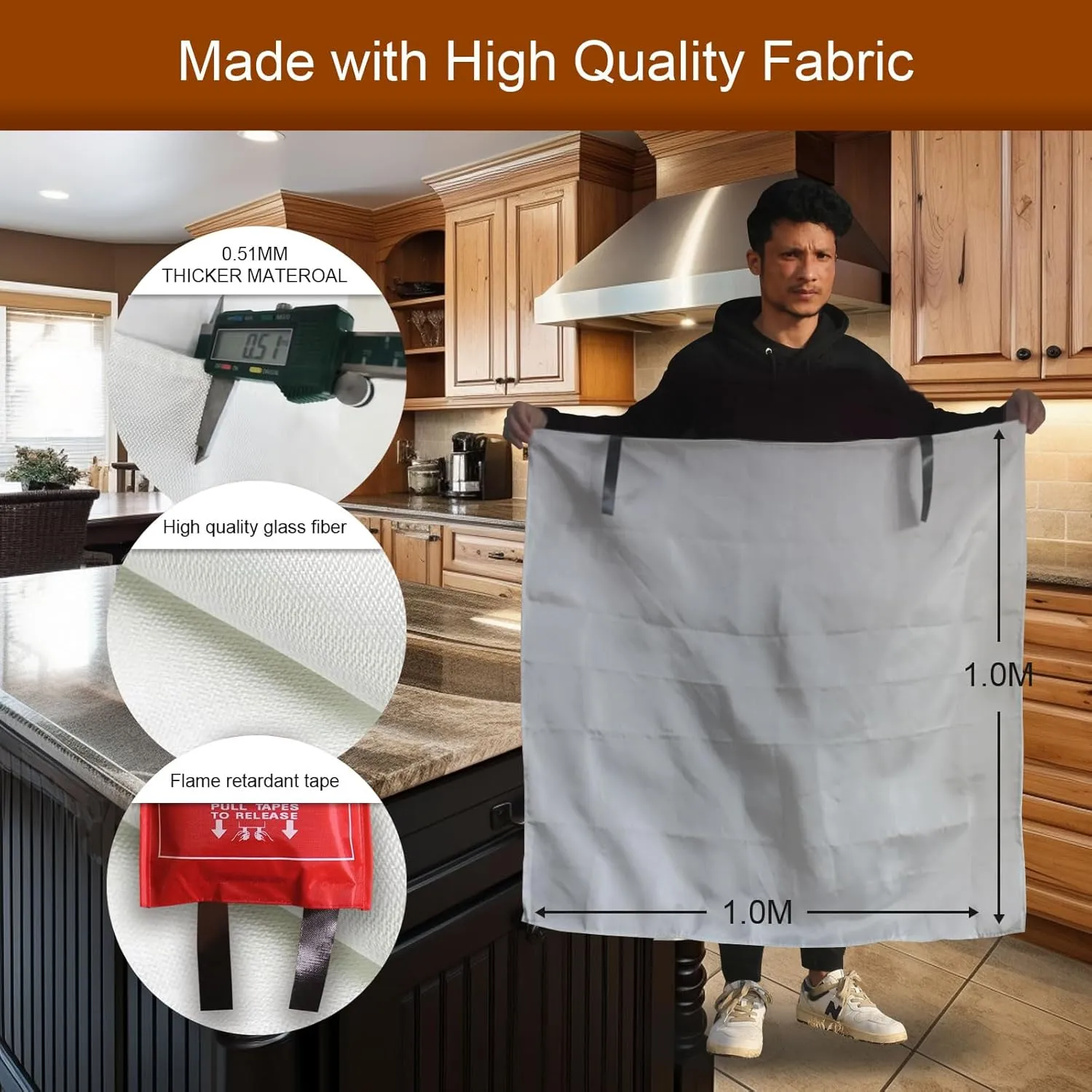 Emergency Fire Blanket for Home and Kitchen- White-B 4Pack 39.3"x39.3" Fiberglass Fire Blankets Emergency for House Fireplace, Grill, BBQ,Camping Car,Ship,Warehouse Emergency Survival Safety