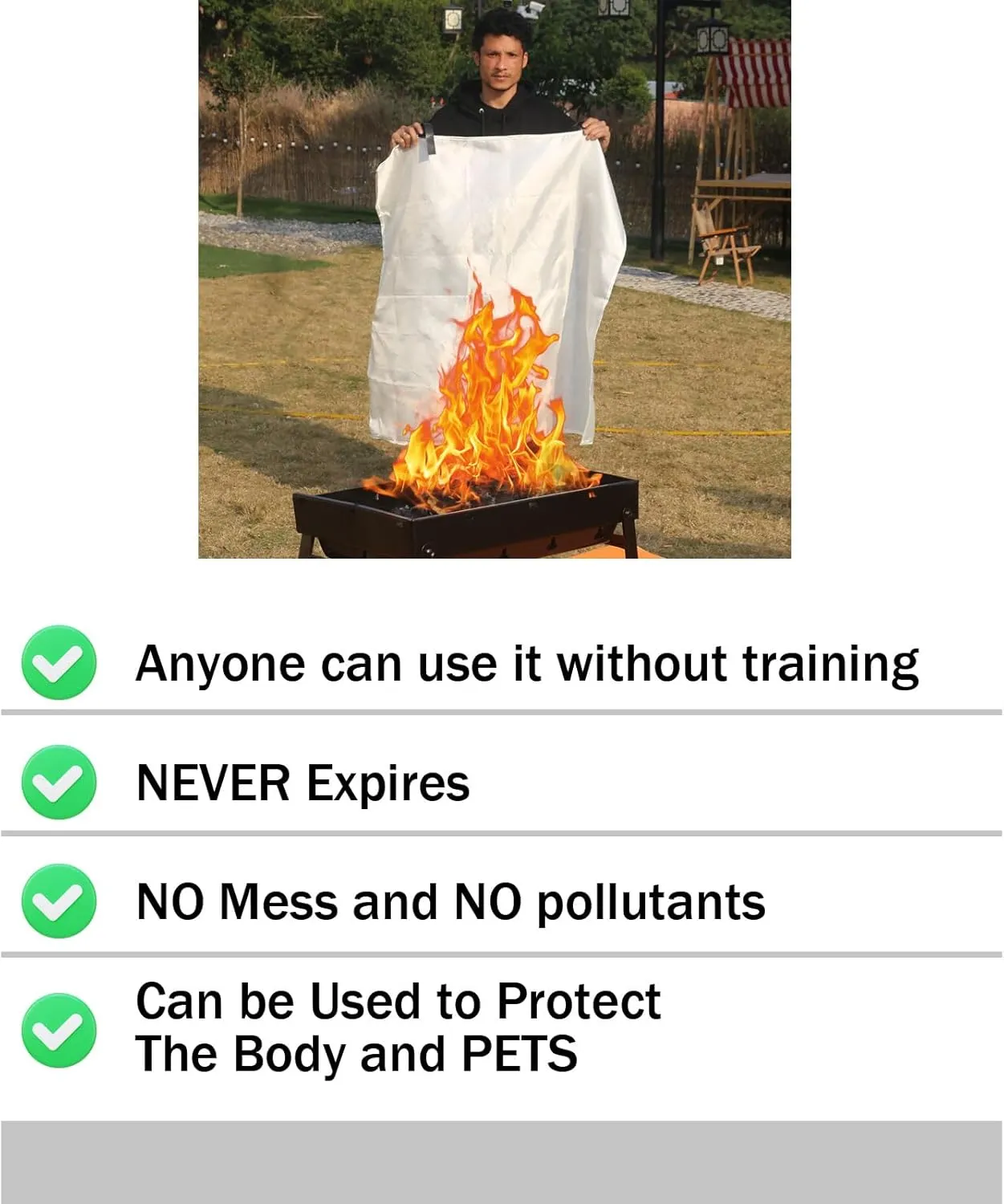Emergency Fire Blanket for Home and Kitchen- White-B 4Pack 39.3"x39.3" Fiberglass Fire Blankets Emergency for House Fireplace, Grill, BBQ,Camping Car,Ship,Warehouse Emergency Survival Safety