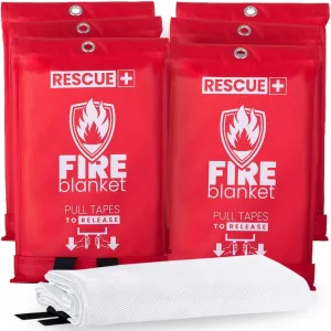 Emergency Fire Blankets – 6 Pack, 40” x 40” Fiberglass Flame Retardant Safety Blanket for Home, Kitchen, Workplace, Travel, Camping, and Car Emergencies