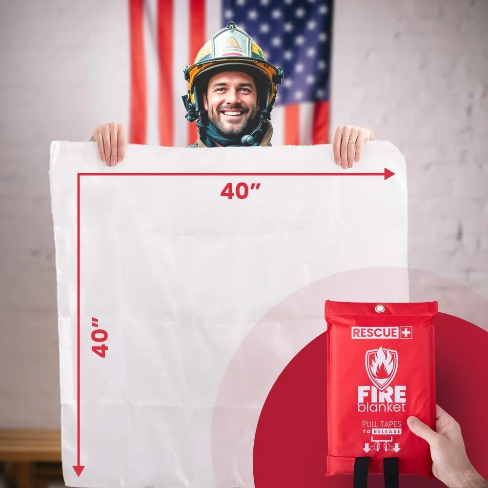 Emergency Fire Blankets – 6 Pack, 40” x 40” Fiberglass Flame Retardant Safety Blanket for Home, Kitchen, Workplace, Travel, Camping, and Car Emergencies