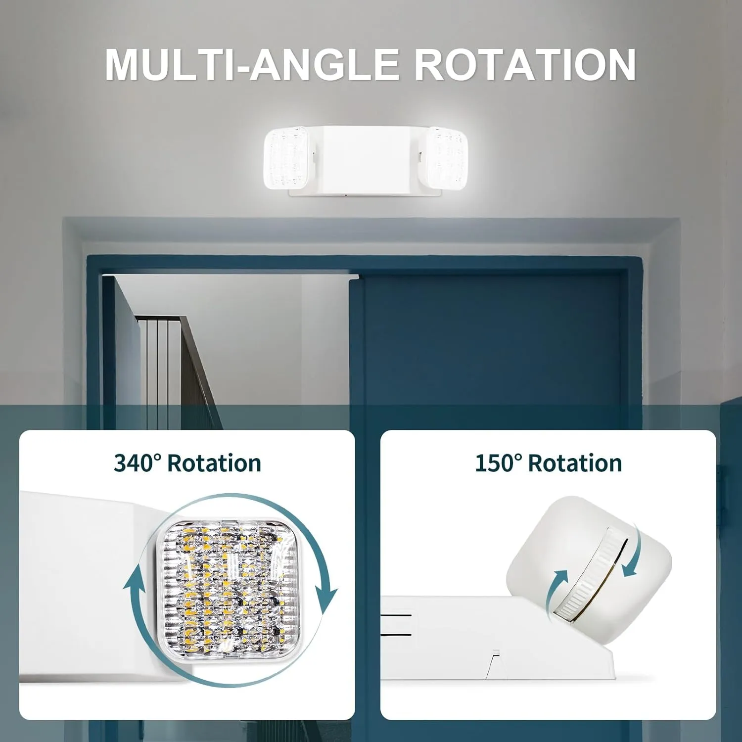 Emergency Lights with Backup battery, Two Head Adjustable Commercial Emergency Light For Home Power Failure, UL Listed, 5VA Flame Retardant,120/277V, Hardwired Emergency Lights For Business