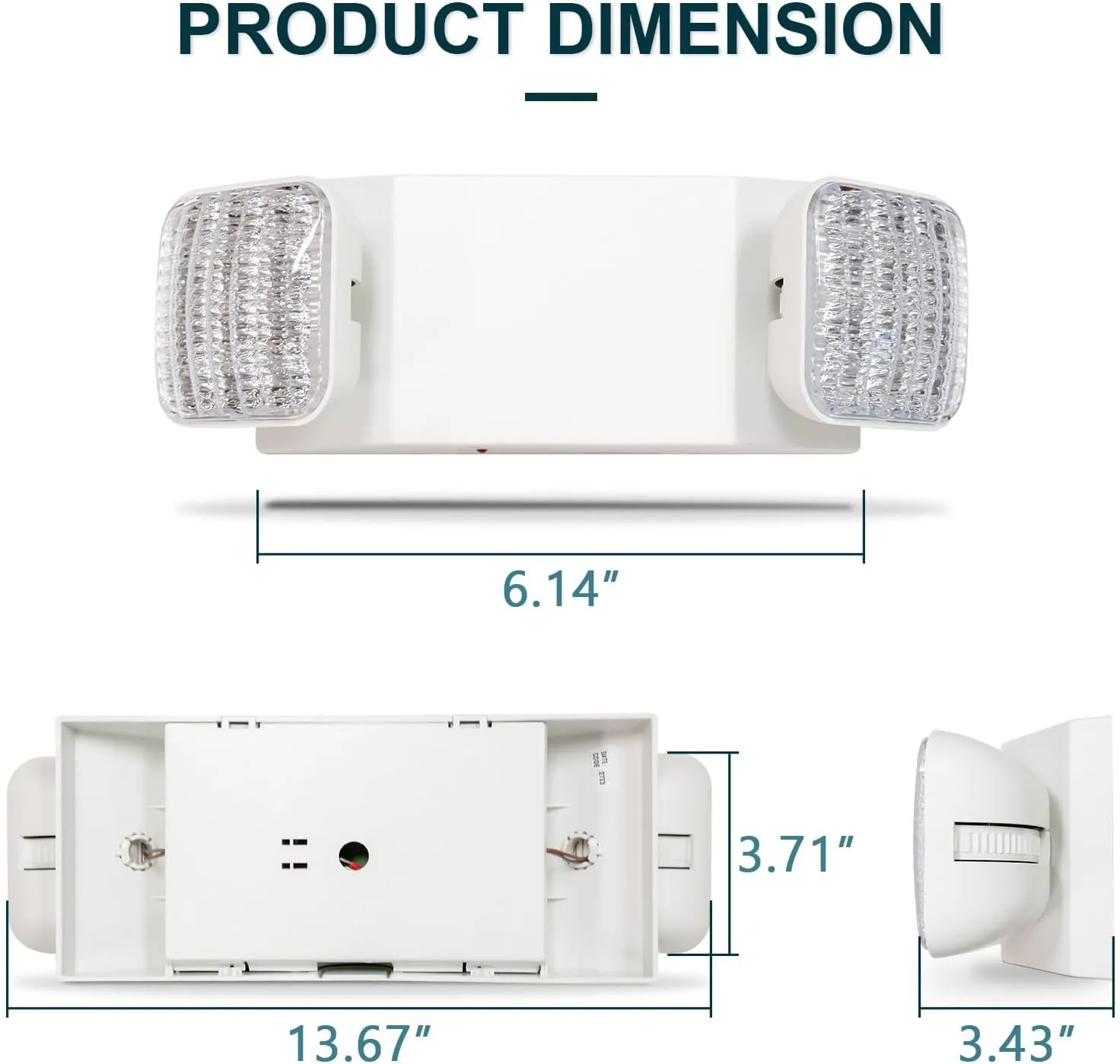 Emergency Lights with Backup battery, Two Head Adjustable Commercial Emergency Light For Home Power Failure, UL Listed, 5VA Flame Retardant,120/277V, Hardwired Emergency Lights For Business