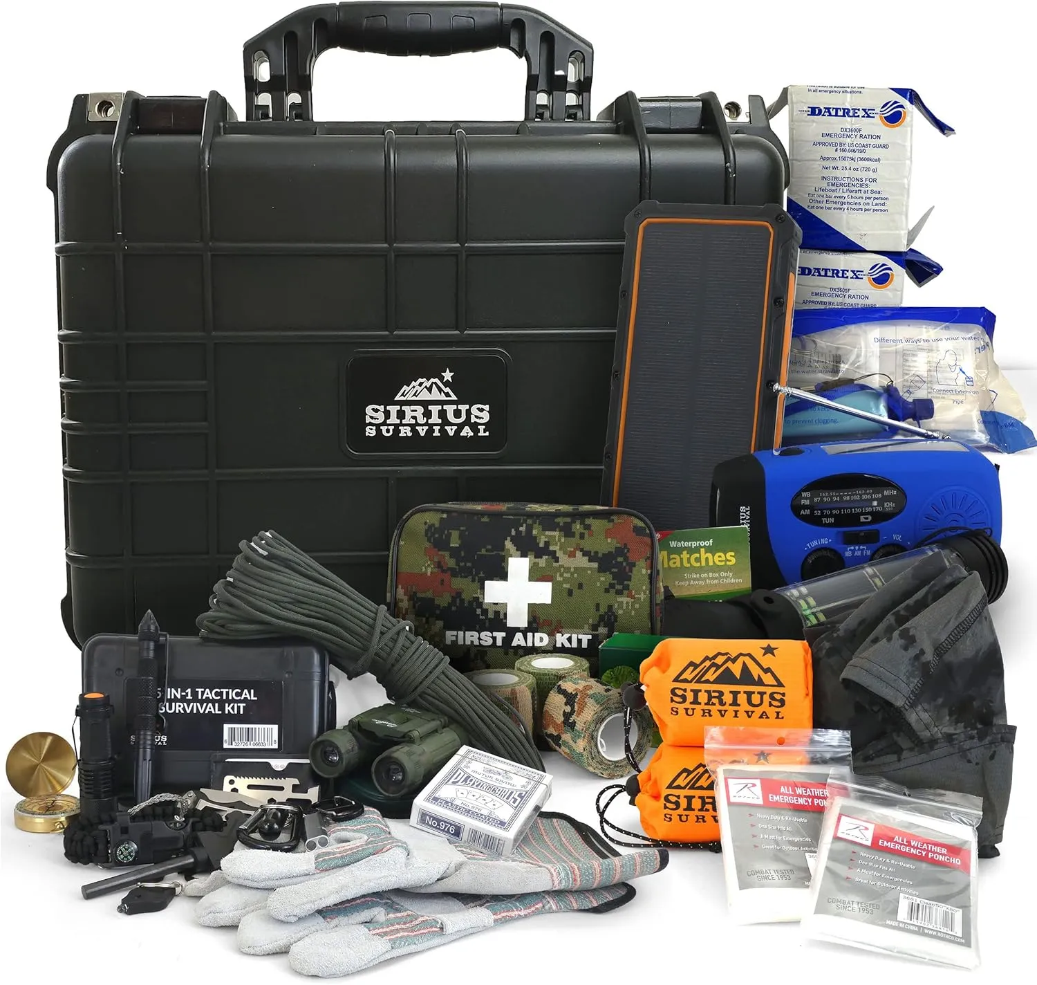 Emergency Preparedness & Survival Kit for 2 - Over 175 Pieces - Waterproof & Durable Hard Case - Food & Water, Gear & Tools, First Aid, Shelter