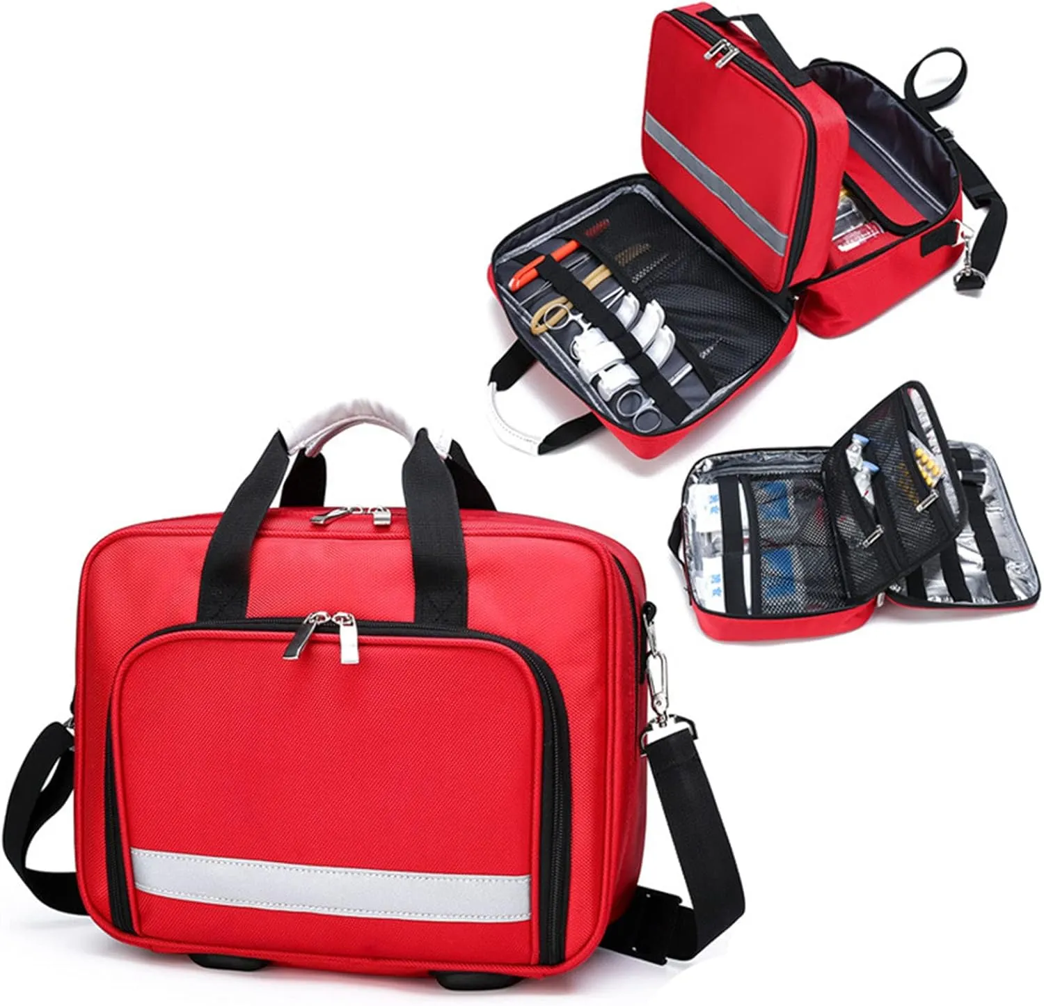 Emergency Shoulder Bag Empty, Trauma First Aid Kits Storage Bag, First Responder Bag with Handle for Home, Office, and Outdoor Adventures(Navy Blue)