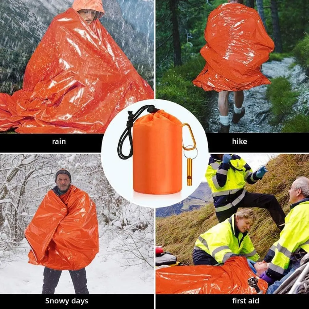 Emergency Survival Sleeping Bag 84.6"X36" (4 Sets)- Waterproof Thermal Bivy Sack for Camping Hiking and Outdoor Activities - Compact Portable Lightweight for Ultimate Warmth in Emergencies (Green)
