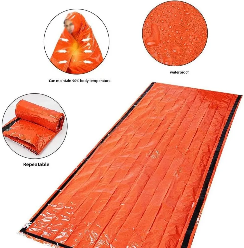 Emergency Survival Sleeping Bag 84.6"X36" (4 Sets)- Waterproof Thermal Bivy Sack for Camping Hiking and Outdoor Activities - Compact Portable Lightweight for Ultimate Warmth in Emergencies (Green)