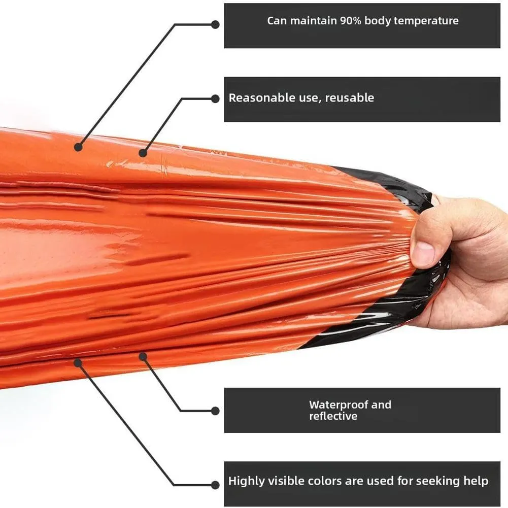 Emergency Survival Sleeping Bag 84.6"X36" (4 Sets)- Waterproof Thermal Bivy Sack for Camping Hiking and Outdoor Activities - Compact Portable Lightweight for Ultimate Warmth in Emergencies (Green)
