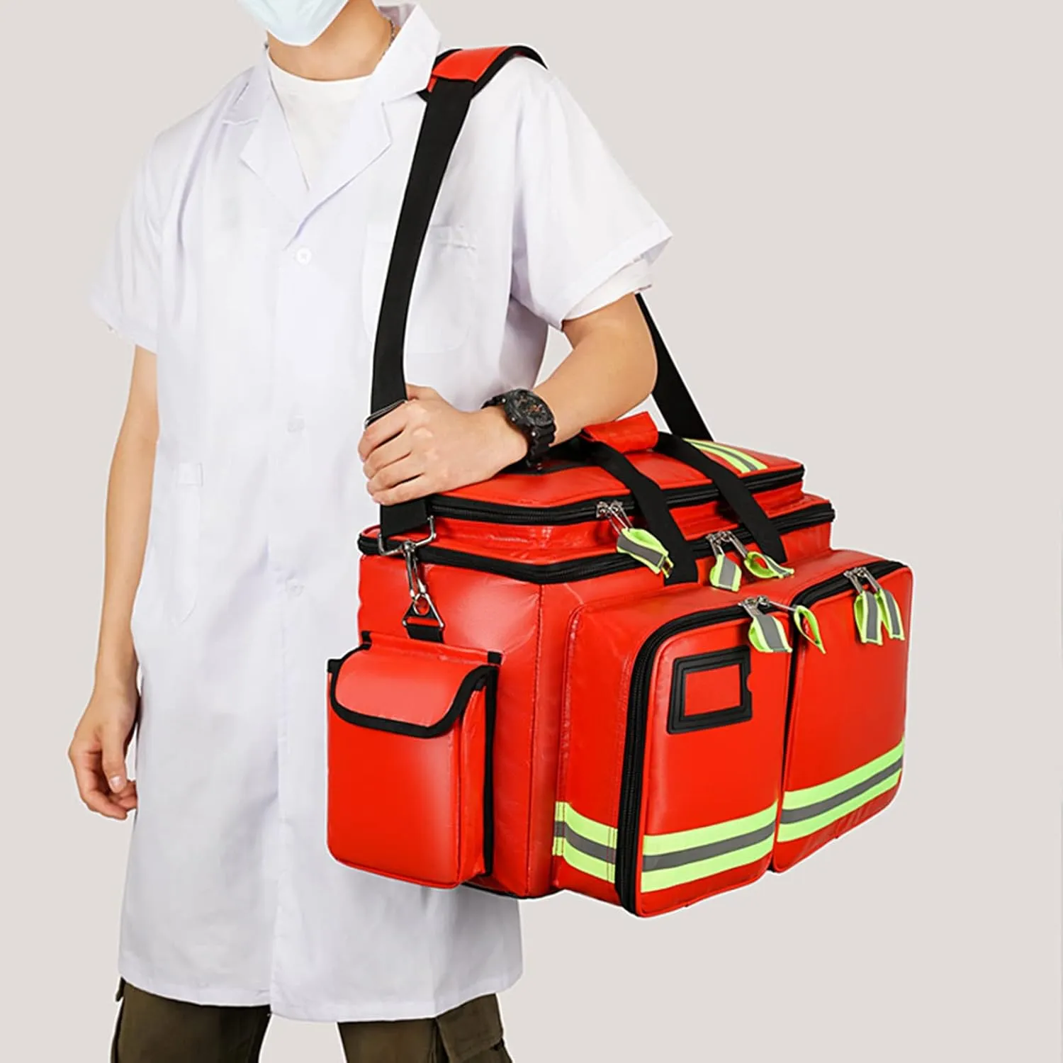 Empty First Aid Kit, Waterproof Compact Emergency Response Trauma Bag for Home, Office, Car, Travel, Outdoor, Camping, Hiking, Boating(Red)