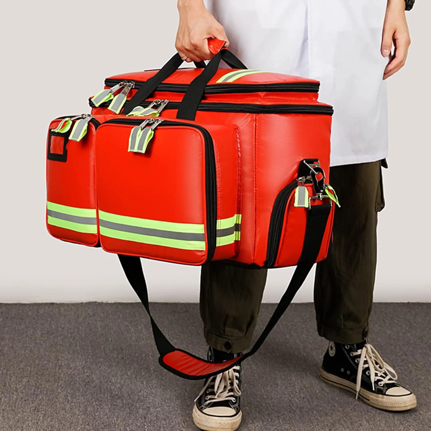 Empty First Aid Kit, Waterproof Compact Emergency Response Trauma Bag for Home, Office, Car, Travel, Outdoor, Camping, Hiking, Boating(Red)