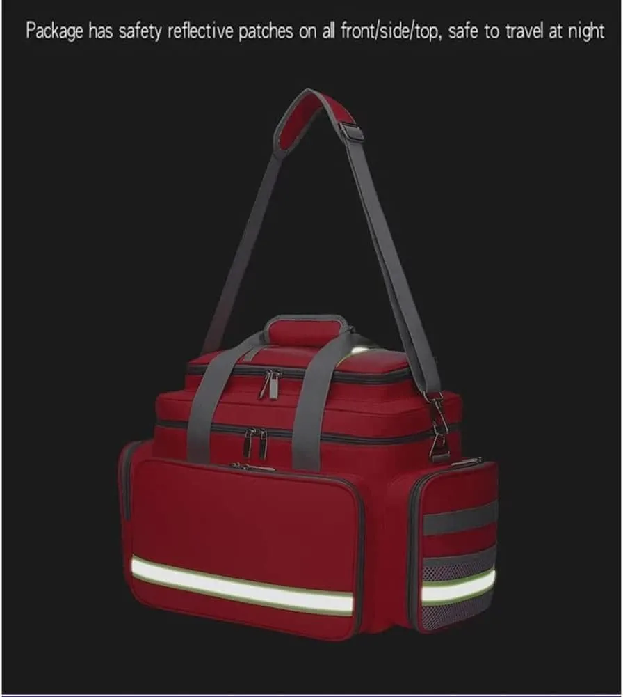 Empty First Aid Kit with Inner Dividers First Responder Bag Trauma Backpack Essential Survival Equipment for Home, Office, and Outdoor Adventures(Color:Red)