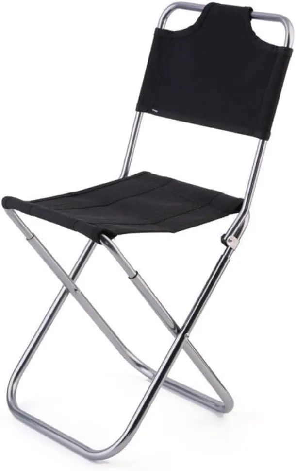 ERINGOGO Portable Lightweight Folding Camp Chair with Backrest Aluminum Alloy Outdoor Stool for Camping Travel Fishing Compact Design Oxford Black