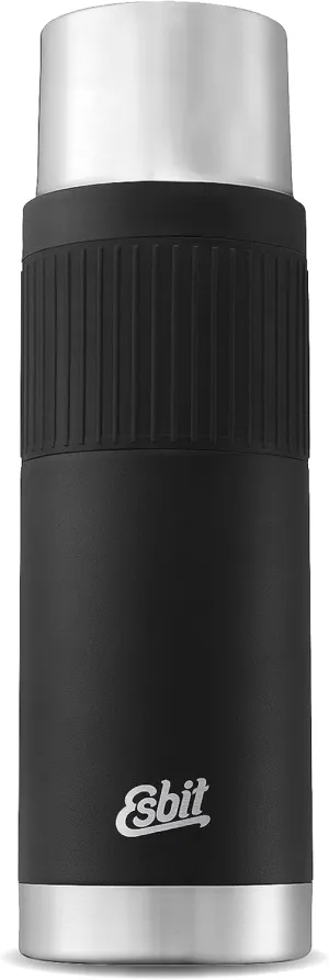 Esbit Sculptor Thermal Flask - Insulated Stainless Steel Bottle for Hot and Cold Drinks - 1000ml in Black with Cuff