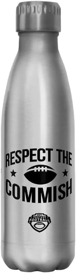 ESPN Respect The Commish 17 oz Stainless Steel Water Bottle, 17 Ounce, Multicolored