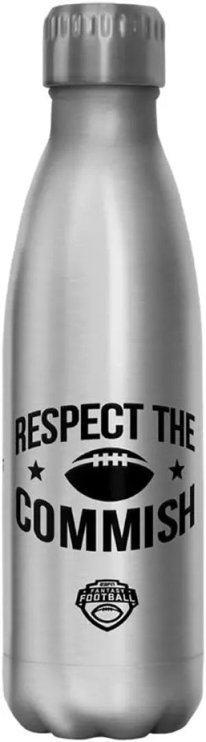 ESPN Respect The Commish 17 oz Stainless Steel Water Bottle, 17 Ounce, Multicolored