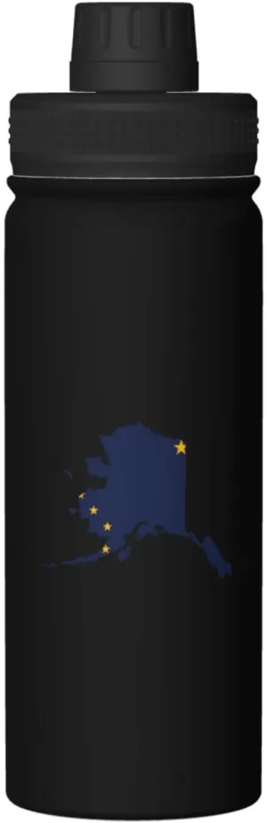 ETHORY Alaska Terrain Map Water Bottle 18OZ Stainless Steel Insulated Water Bottles With Spout Lid Sports Keep Cold and Hot Water Bottle For Biking Hiking
