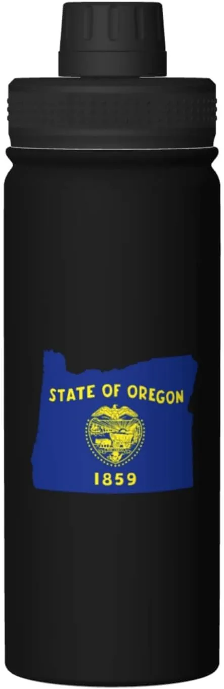 ETHORY Flag Map of Oregon Water Bottle 18OZ Stainless Steel Insulated Water Bottles With Spout Lid Sports Keep Cold and Hot Water Bottle For Biking Hiking