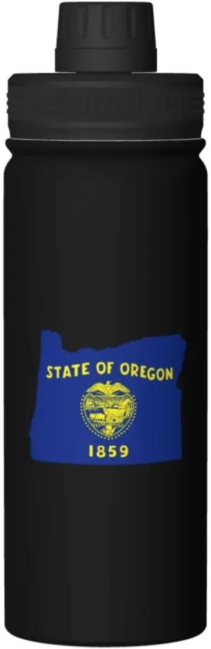 ETHORY Flag Map of Oregon Water Bottle 18OZ Stainless Steel Insulated Water Bottles With Spout Lid Sports Keep Cold and Hot Water Bottle For Biking Hiking