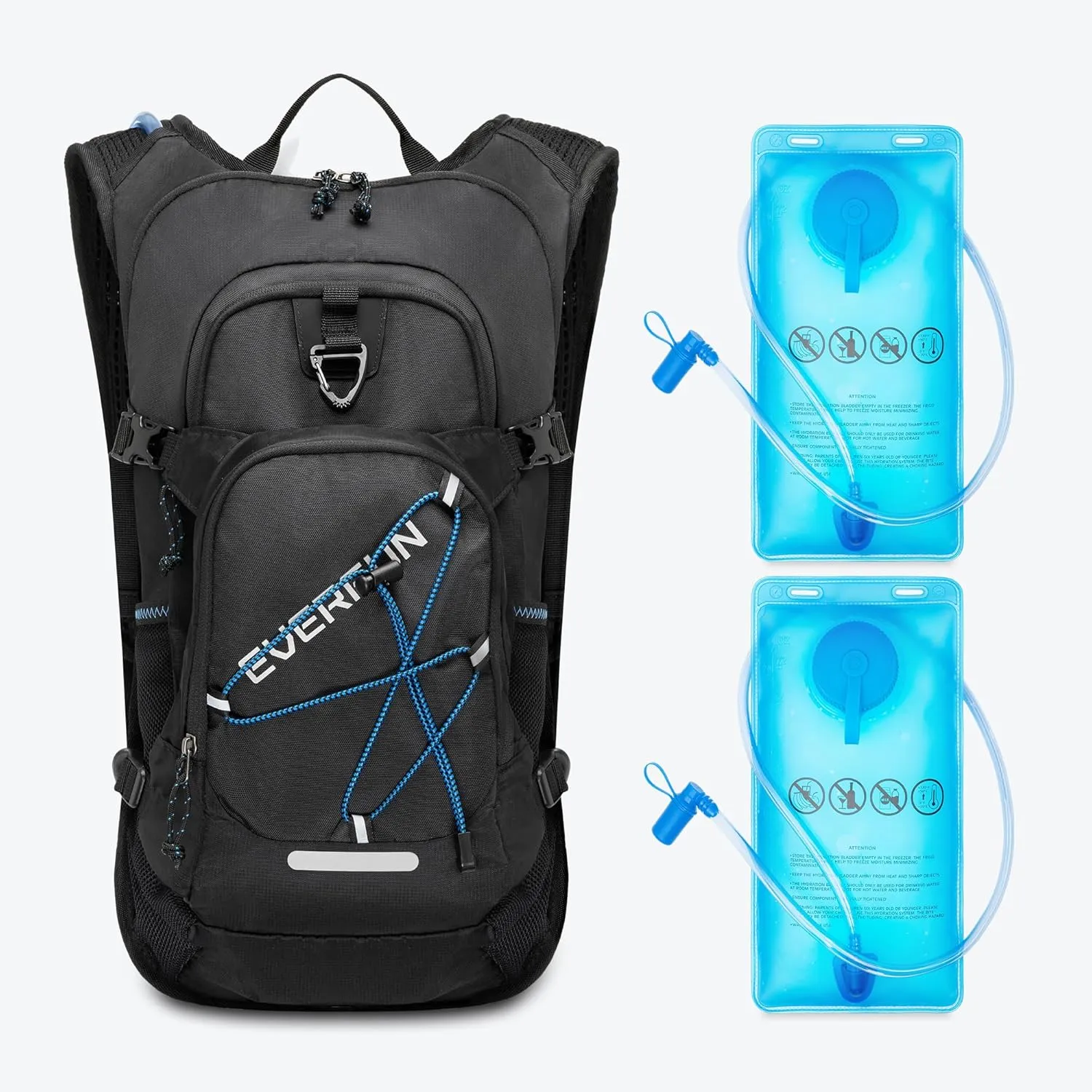 Everfun 8009 Hydration Backpack Bundle with 2X 2L Water Bladders, 18L Insulated Pack with Rain Cover