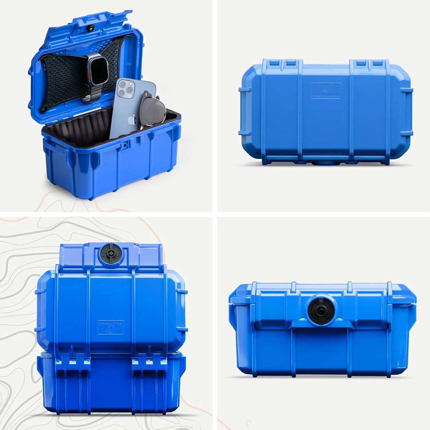Evergreen 58 Waterproof Dry Box Protective Case - Travel Safe/Mil Spec/USA Made - for Cameras, Lenses, Phones, Pistols, First Aid, Boating, Water Sports, Tacklebox, Ammo Can, Deck Boxes