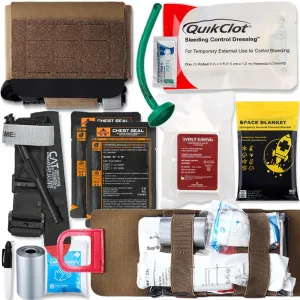 EVERLIT Rapid Aid Trauma Sleeve(Rats) EDC Trauma Kit, CAT GEN-7 Tourniquet QuikClot Gauze CE, Military Tactical IFAK for Bleeding Control (Coyote Brown)