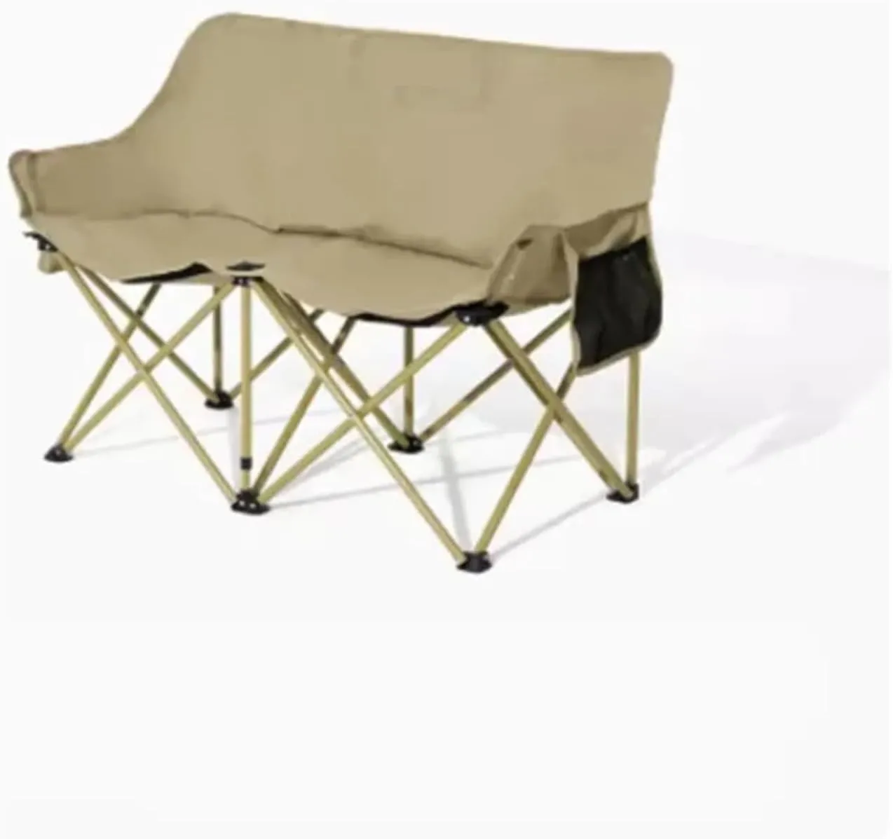 Fasion Double Moon Chair Outdoor Folding Chair Portable Backrest Fishing Stool Nature Hike Reclining Chair Camping Light(Obsidian Black)