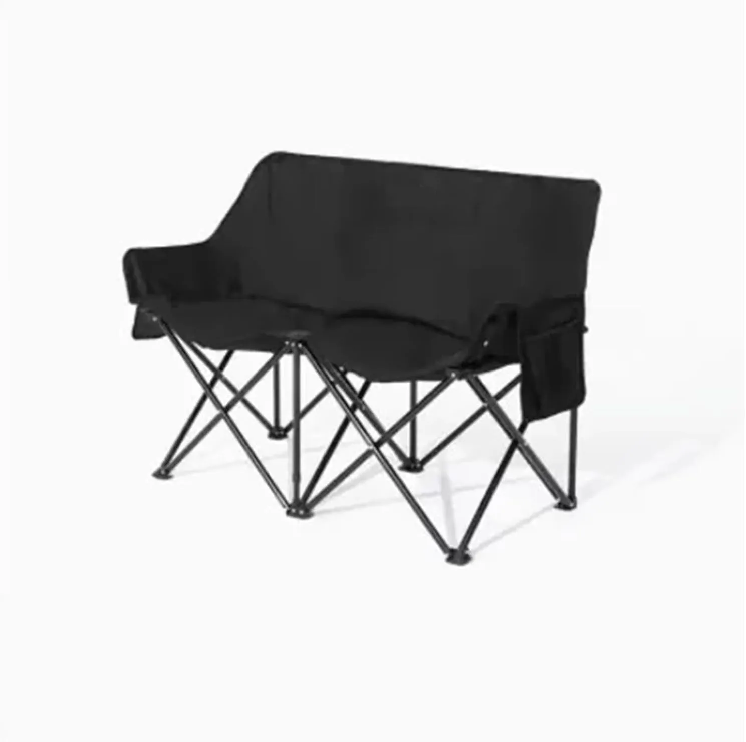 Fasion Double Moon Chair Outdoor Folding Chair Portable Backrest Fishing Stool Nature Hike Reclining Chair Camping Light(Obsidian Black)