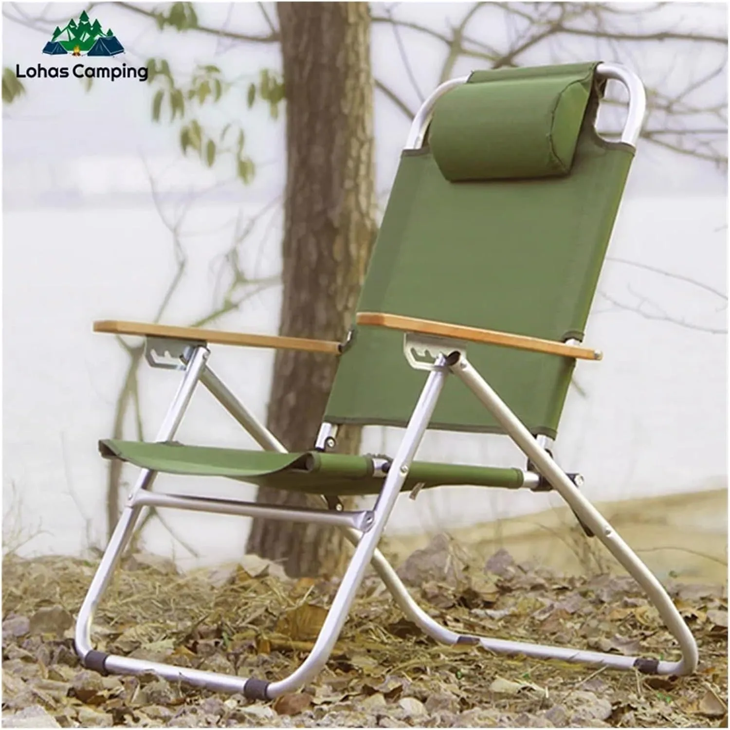 Fasion Lohascamping Outdoor Long Relaxation Camping Chair with Pillow Foldable Adjustable Desk Portable Fishing Recliner Travel Picnic Light (Color : Khaki Chair 2 pcs)