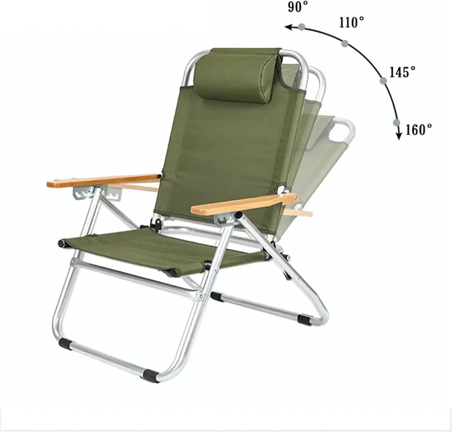 Fasion Lohascamping Outdoor Long Relaxation Camping Chair with Pillow Foldable Adjustable Desk Portable Fishing Recliner Travel Picnic Light (Color : Khaki Chair 2 pcs)