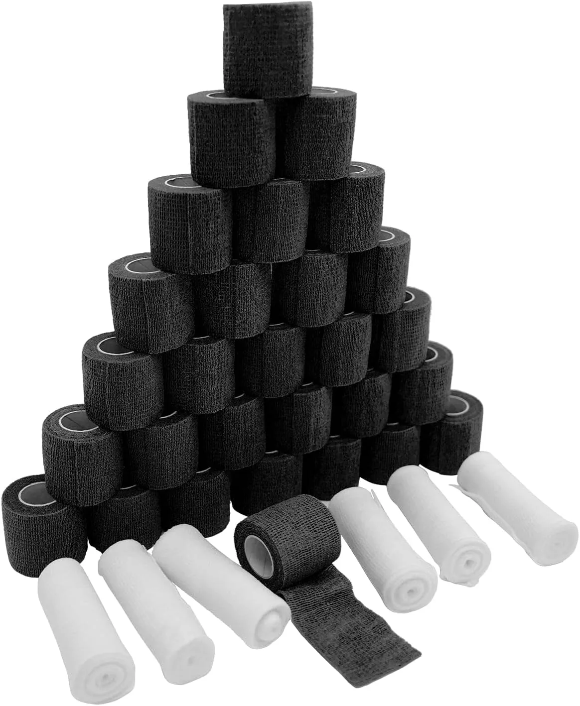 FENGLE FengLe Self Adhesive Bandage Wrap, Elastic Bandages, Breathable, Waterproof Athletic Wrap Tap for Sports, First Aid, Cohesive Vet Wrap for Horse, Pets (2 inch*30 Pack Black)