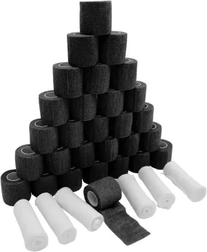 FENGLE FengLe Self Adhesive Bandage Wrap, Elastic Bandages, Breathable, Waterproof Athletic Wrap Tap for Sports, First Aid, Cohesive Vet Wrap for Horse, Pets (2 inch*30 Pack Black)