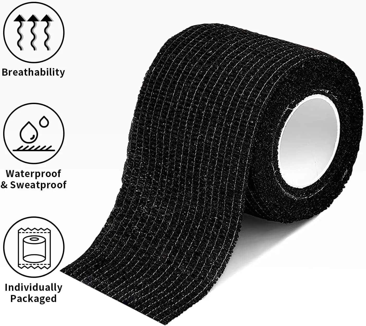 FENGLE FengLe Self Adhesive Bandage Wrap, Elastic Bandages, Breathable, Waterproof Athletic Wrap Tap for Sports, First Aid, Cohesive Vet Wrap for Horse, Pets (2 inch*30 Pack Black)