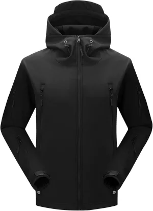 Finelylove Men's Military Tactical Jacket Camo Fleece Lined Softshell Rain Jacket Waterproof Raincoat for Hunting Hiking
