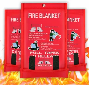 Fire Blanket Big Enough and Thick Enough 3 Pack 60 * 60IN, Fire Blankets Emergency for Home and Kitchen School, Fireplace, Grill, Car, Office, Warehouse