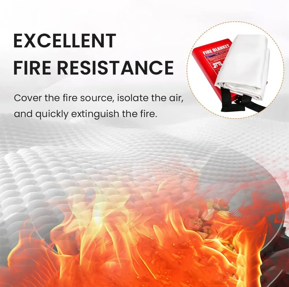 Fire Blanket Big Enough and Thick Enough 3 Pack 60 * 60IN, Fire Blankets Emergency for Home and Kitchen School, Fireplace, Grill, Car, Office, Warehouse