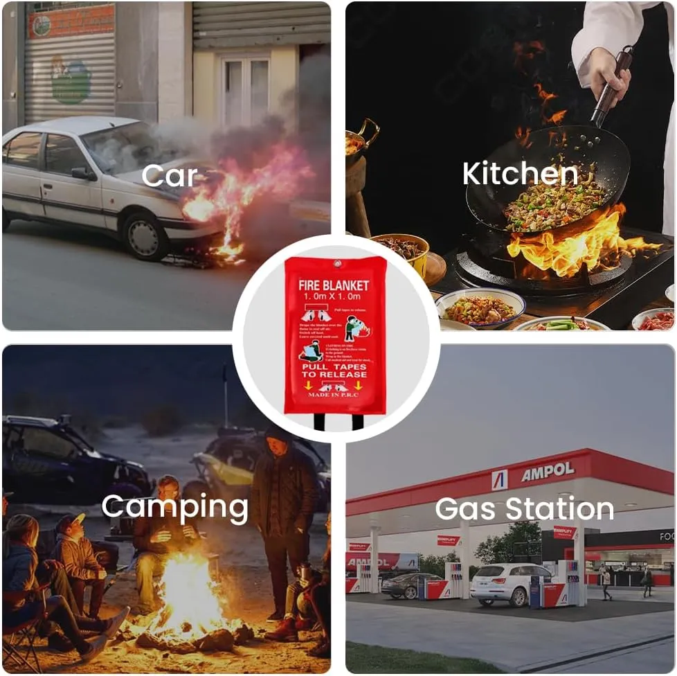 Fire Blanket Big Enough and Thick Enough 3 Pack 60 * 60IN, Fire Blankets Emergency for Home and Kitchen School, Fireplace, Grill, Car, Office, Warehouse