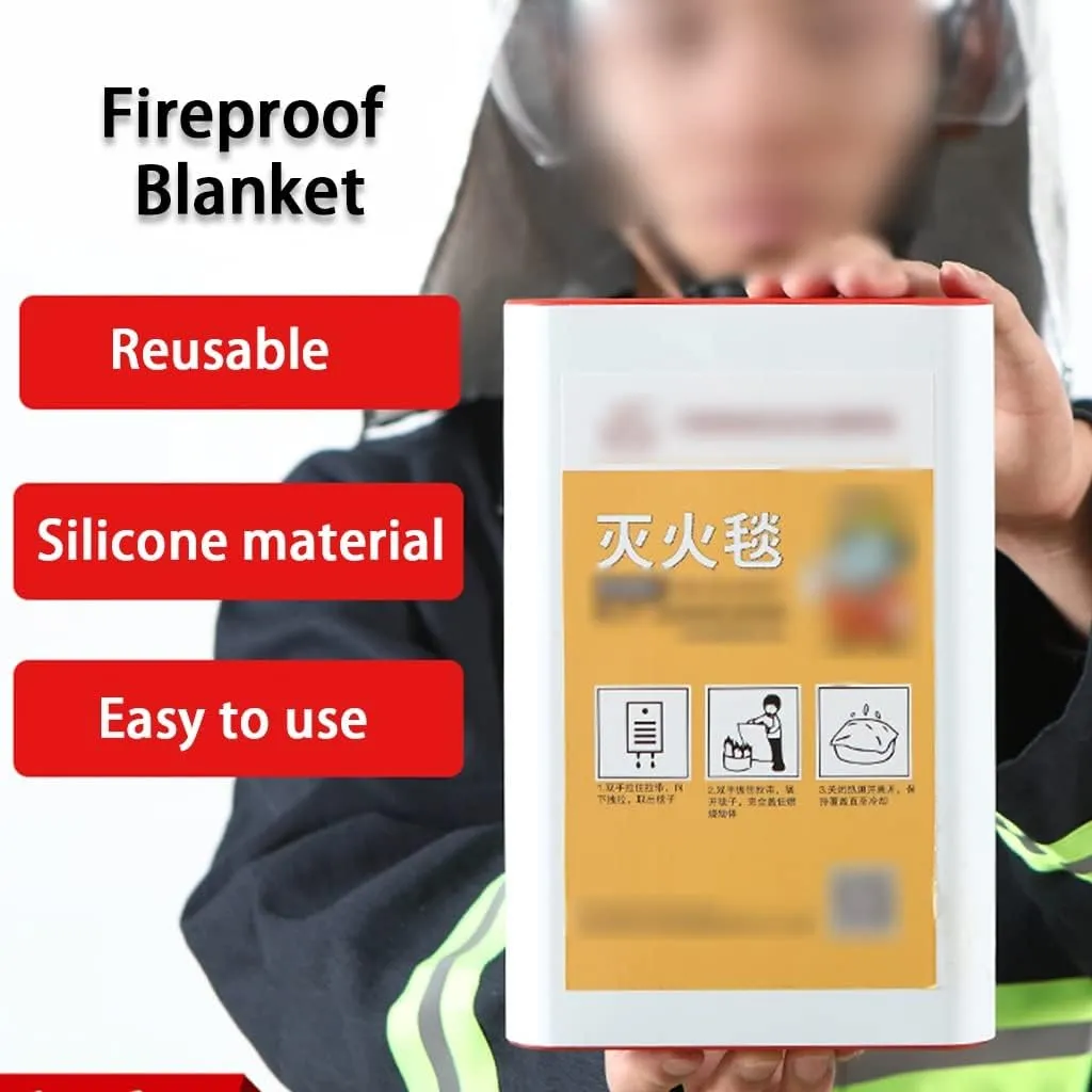 Fire Blanket Boxed Extra Large Size Survival Blanket, Silicone Household Emergency Blankets, Kitchen Escape Fire Suppression Blanket, Fire Equipment (Color : White, Size : 39 * 39inches)