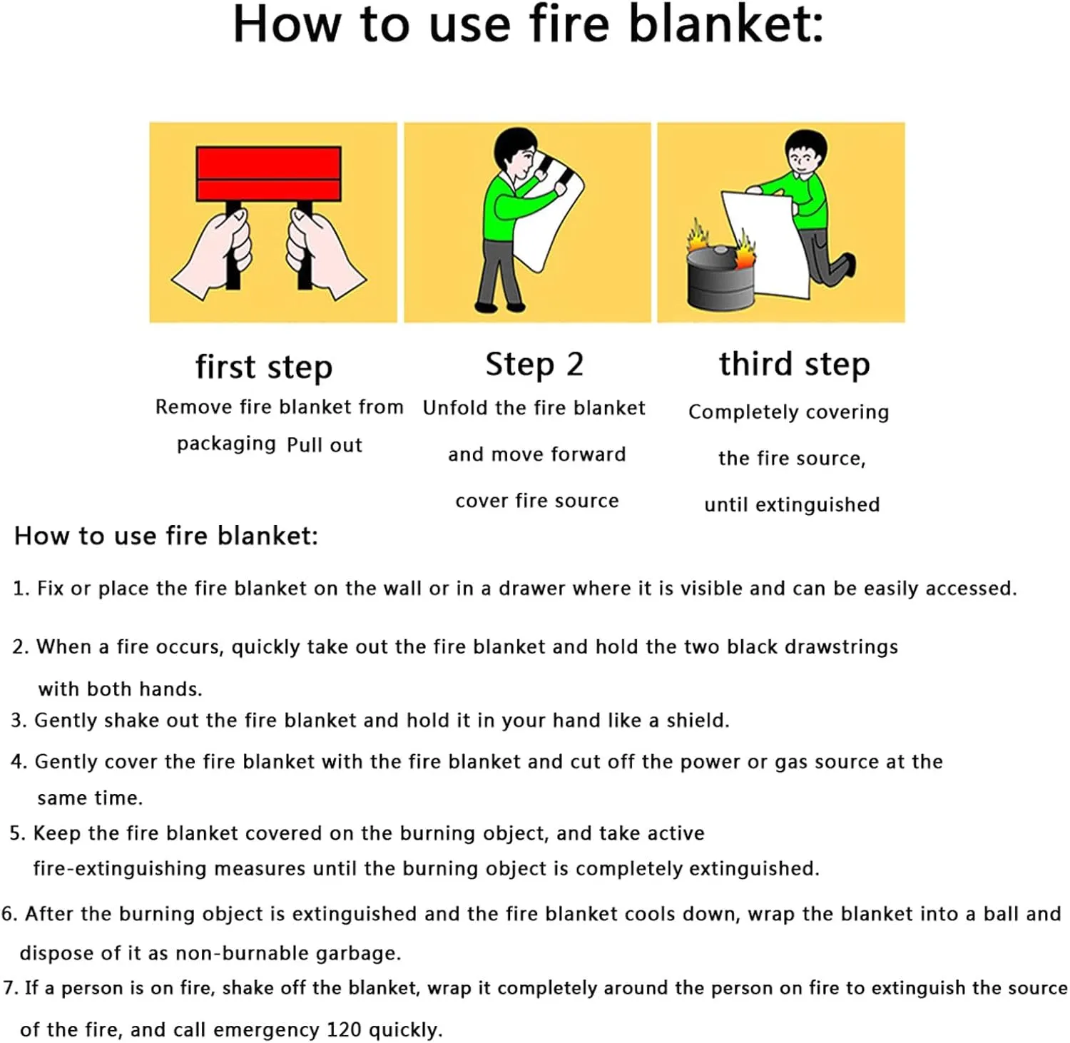 Fire Blankets for Home and Kitchen, Fire Blanket, Emergency Fire Blanket, Fiberglass Fire Blanket, for The Kitchen, Fireplace, Car, Camping,Fire Proof Survival,Safety Reusable,1.0mX1.0m