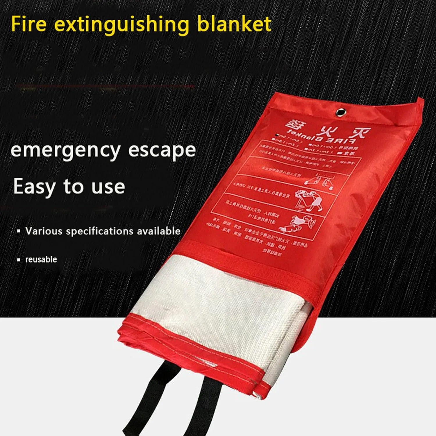 Fire Blankets for Home and Kitchen, Fire Blanket, Emergency Fire Blanket, Fiberglass Fire Blanket, for The Kitchen, Fireplace, Car, Camping,Fire Proof Survival,Safety Reusable,1.0mX1.0m