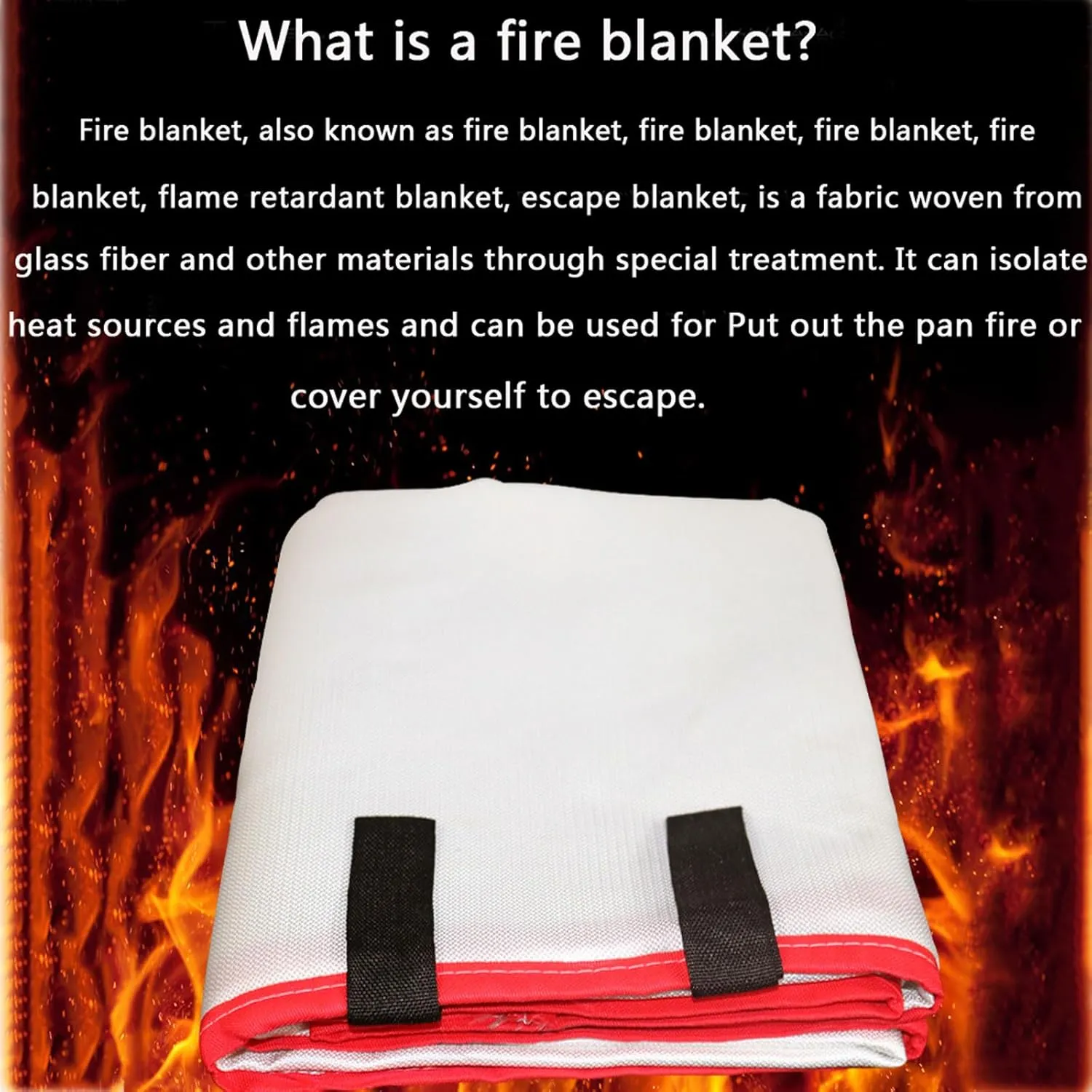 Fire Blankets for Home and Kitchen, Fire Blanket, Emergency Fire Blanket, Fiberglass Fire Blanket, for The Kitchen, Fireplace, Car, Camping,Fire Proof Survival,Safety Reusable,1.0mX1.0m