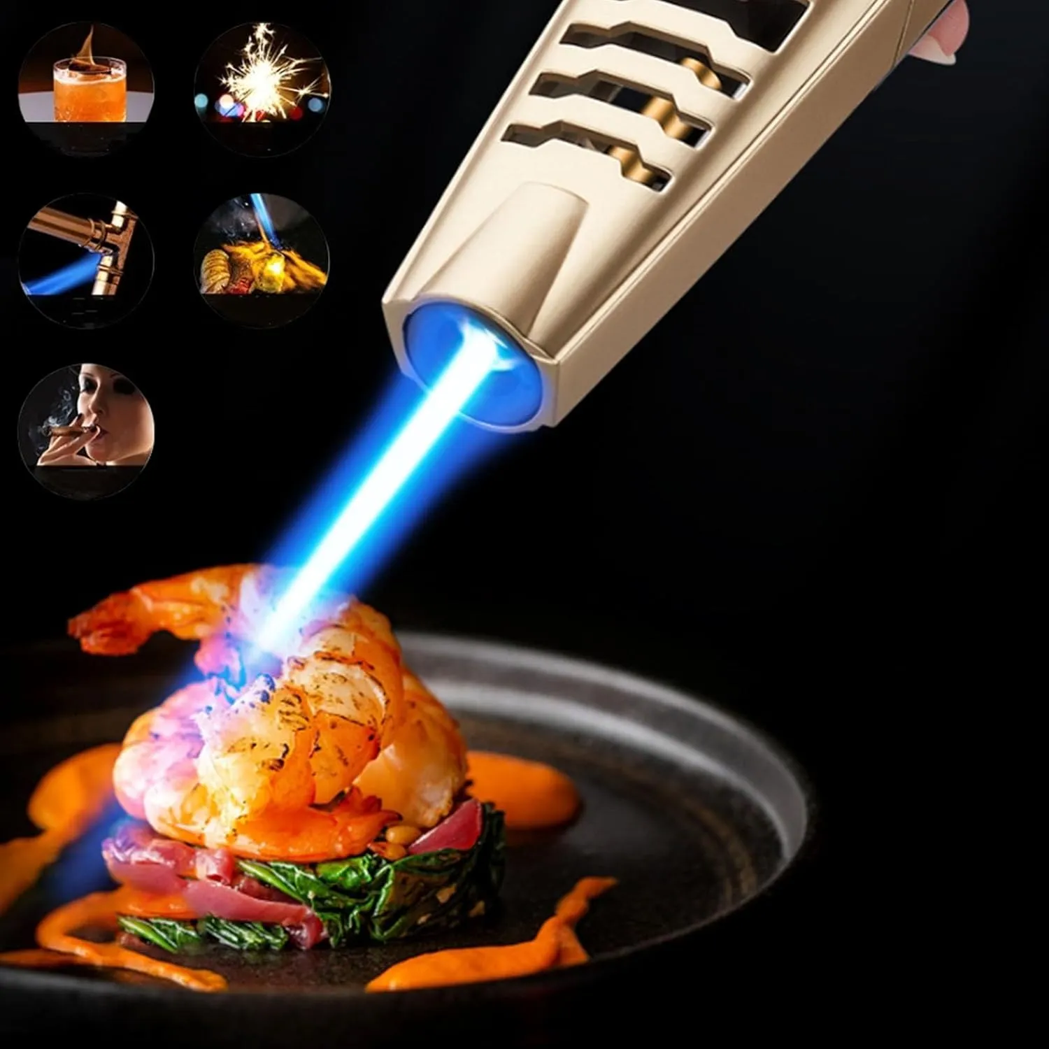 Fire Torch Lighter, Blaze Butane Torch Lighter, Refillable Butane Torch Lighter, Adjustable Flame Bright Fire Windproof Lighter (E2)