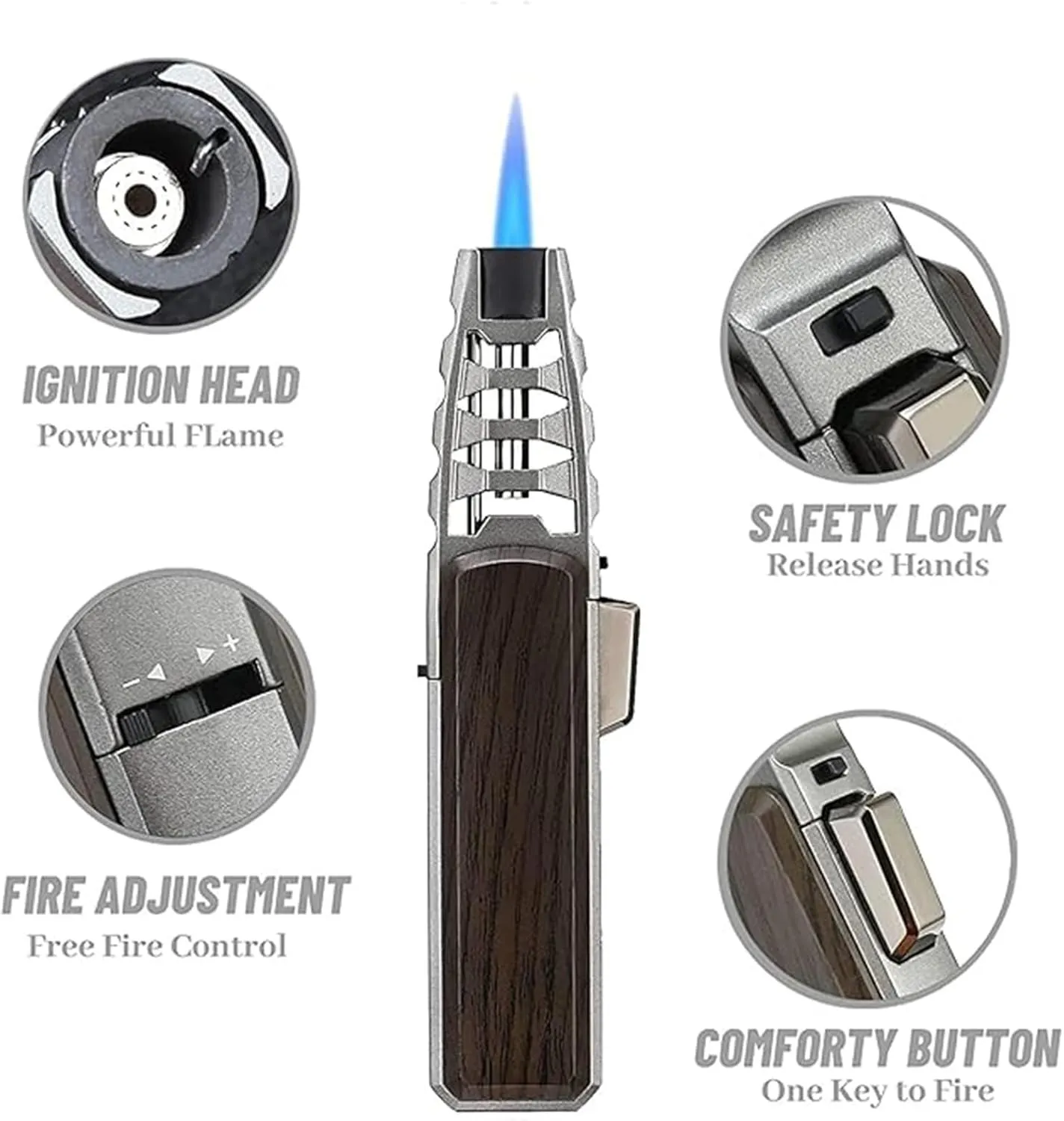 Fireblaze Electric Lighter, Fire Blaze Electric Lighter, Windproof Blue Flame Torch Lighter, Outdoor Multi-Purpose, Refillable Butane Gas Lighter(B)