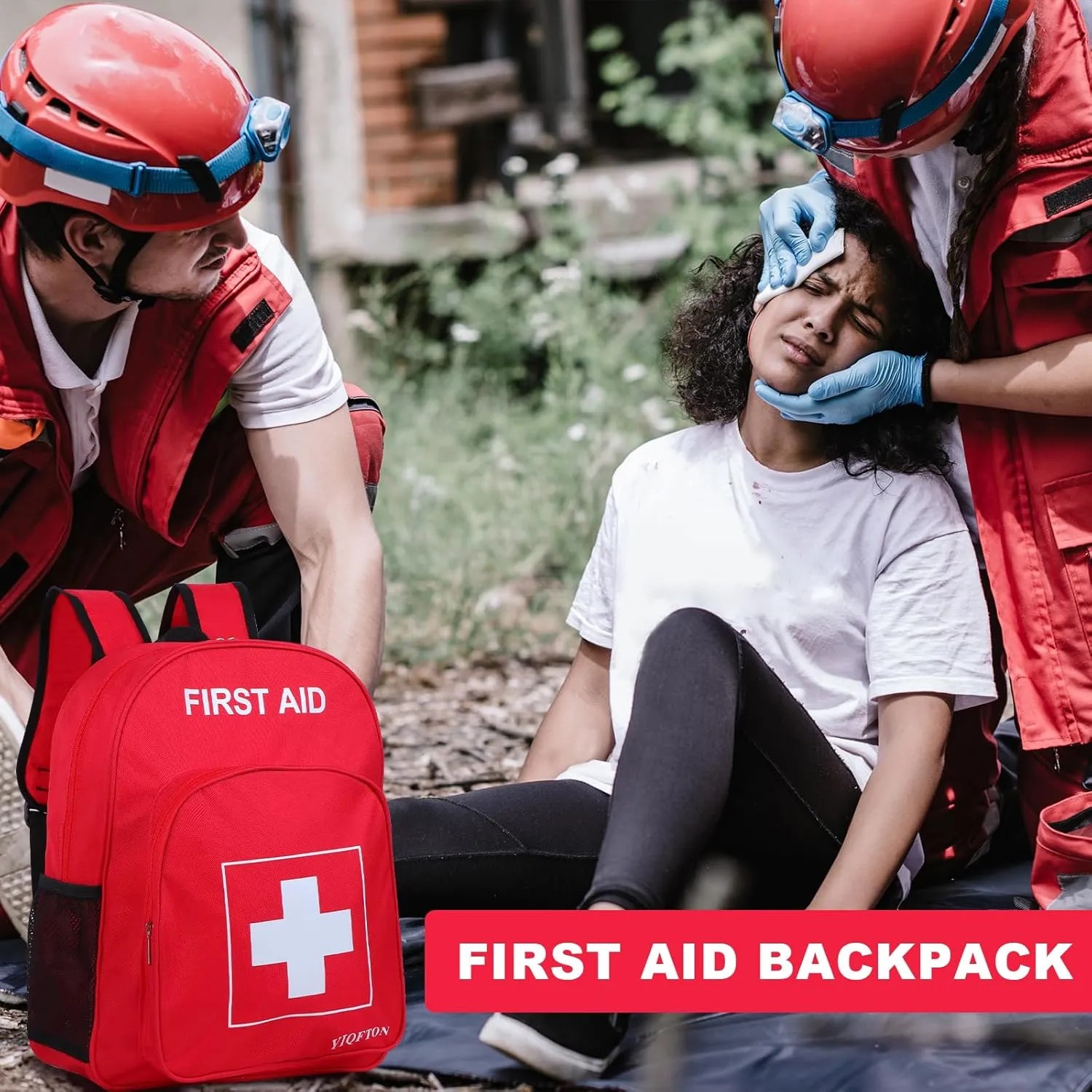First Aid Backpack Empty, Red Waterproof Emergency Backpack, Portable Large Capacity Empty Medical First Aid Bag for Car Home Office Outdoor Travel Hiking Camping (Red1)