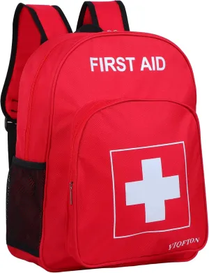 First Aid Backpack Empty, Red Waterproof Emergency Backpack, Portable Large Capacity Empty Medical First Aid Bag for Car Home Office Outdoor Travel Hiking Camping (Red1)