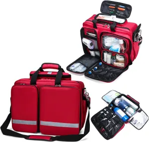 First Aid Backpack, Portable First Aid Emergency Backpacks, Large-Capacity Red Rescue Kit Outdoor Waterproof Multi-Function Medical Kit(A)