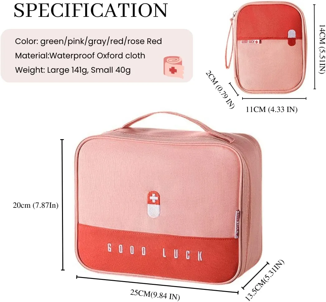 First Aid Bag Empty, Emergency Medic Trauma Bag, Medicine Bag for Traveling Home Hiking Camping Car Office (Large and Small, )
