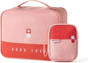 First Aid Bag Empty, Emergency Medic Trauma Bag, Medicine Bag for Traveling Home Hiking Camping Car Office (Large and Small, )
