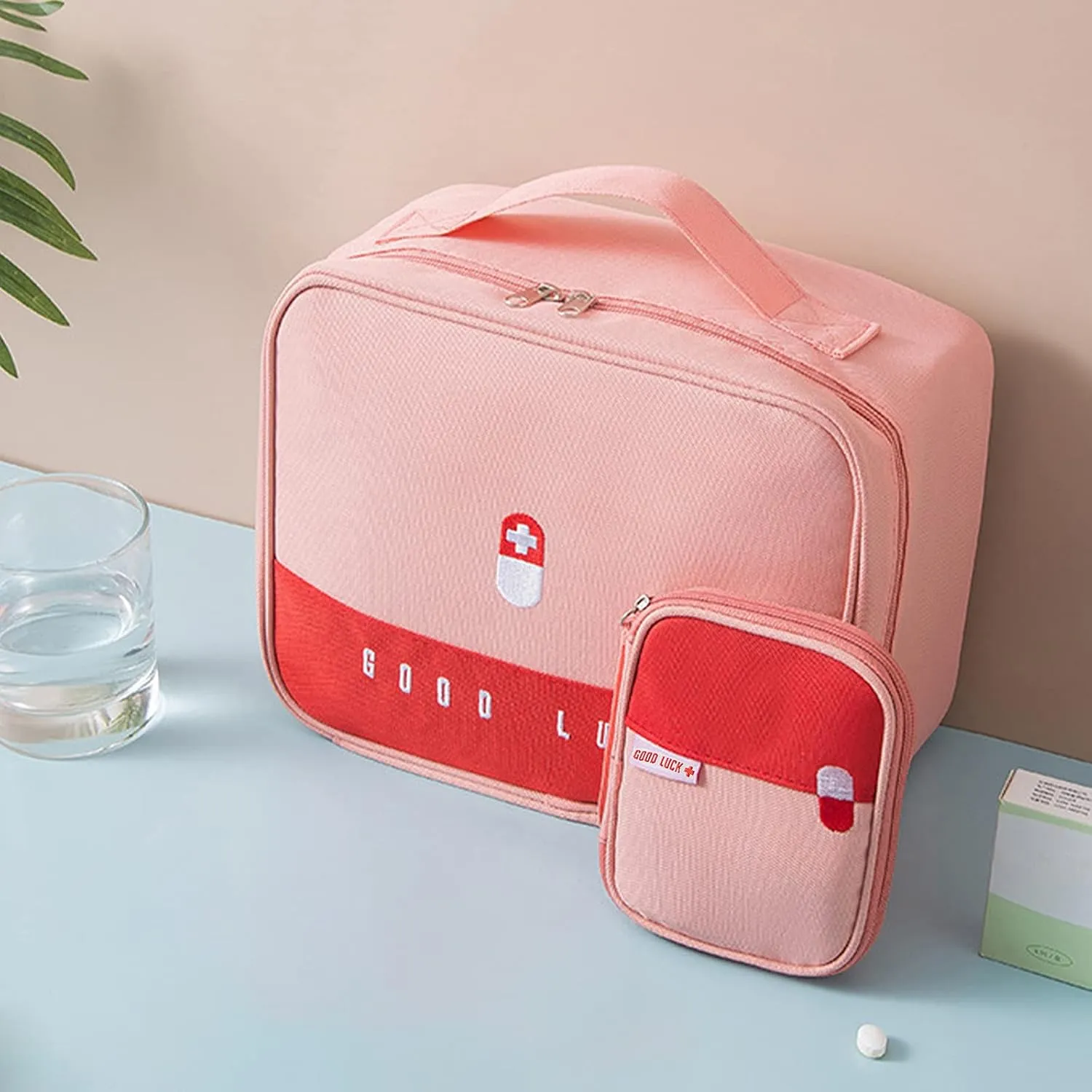 First Aid Bag Empty, Emergency Medic Trauma Bag, Medicine Bag for Traveling Home Hiking Camping Car Office (Large and Small, )