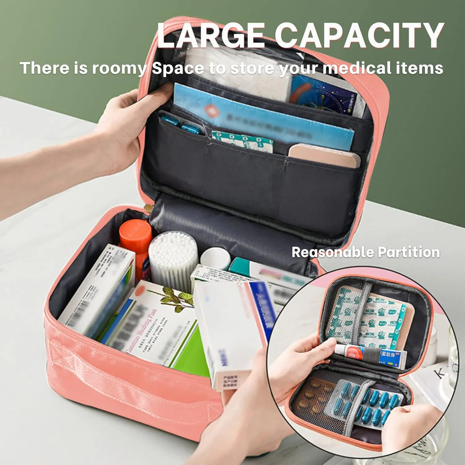 First Aid Bag Empty, Emergency Medic Trauma Bag, Medicine Bag for Traveling Home Hiking Camping Car Office (Large and Small, )