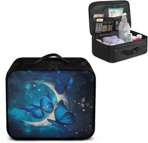 First Aid Bag Empty Medium Blue Butterfly Medical Bag Empty Travel Emergency Bag for School College Dorm Student Medical Pouch Portable Kids Medicine Storage Bag