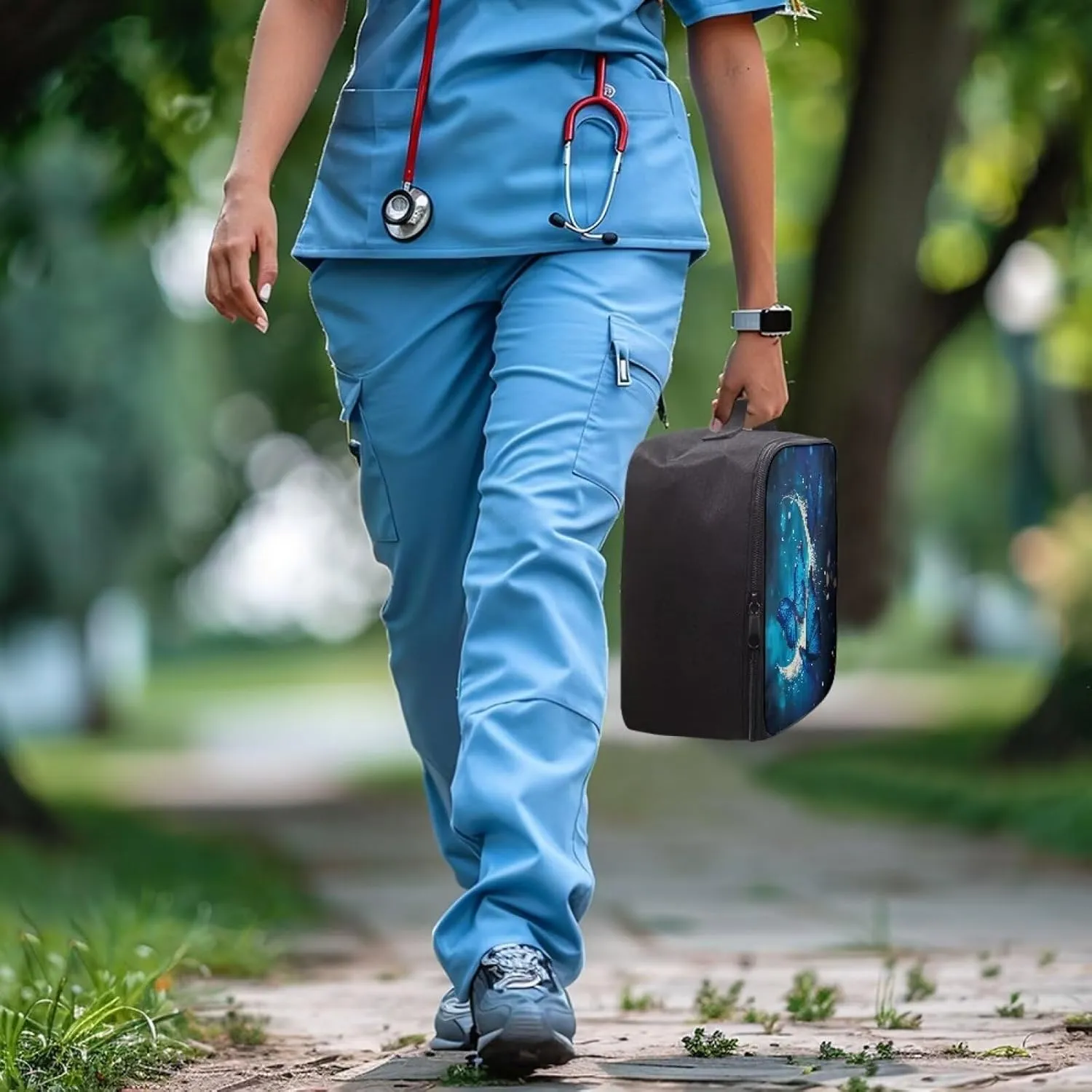 First Aid Bag Empty Medium Blue Butterfly Medical Bag Empty Travel Emergency Bag for School College Dorm Student Medical Pouch Portable Kids Medicine Storage Bag
